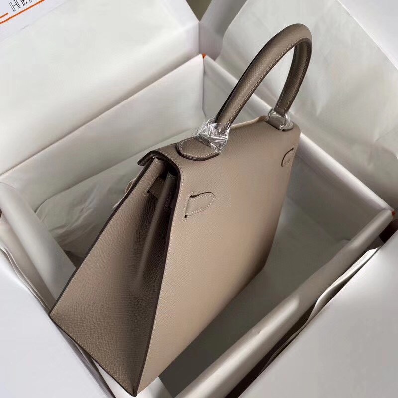 Hermes Kelly 28cm Handbag Shoulder Bag in Grey Epsom Leather